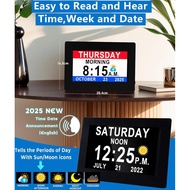 MASSII 19 Alarms Digital Talking Clock with Loud Voice Time Date, Auto DST, 20 Custom Reminders, 10-