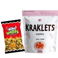 [OK Snacks][2 in 1 set]Kraklets Kropek 320g+Yum Shots Mix Snack 70gPotato chips, nuts snacks