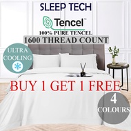 [1 FOR 1] TENCEL Bedsheet Set 1600 TC, Cooling Soft Lyocell Tencel Fitted Bed Sheet, Single Queen Ki