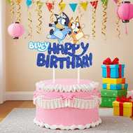Bluey Cake Decoration Cartoon Blue Dog Bingo Cupcake Top Happy Birthday For Kids Birthday Party Cake