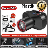 Senter Kepala Super Terang Ultra terang tahan lama lampu depan 1000 lumen ultra terang zoom lampu de