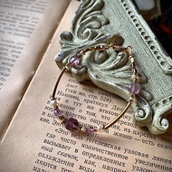 -收藏家-天然水晶手鍊 紫幽靈 天然淡水珍珠 復古黃銅手鍊