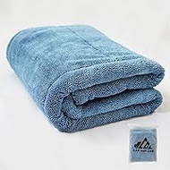 CAR out LAB Car Wash Towel, Super Water Absorbent, Thick, Microfiber Cloth, Double-Sided Type, Wipe, Large, 35.4 x 23.6 inches (90 x 60 cm) (Large, Blue)