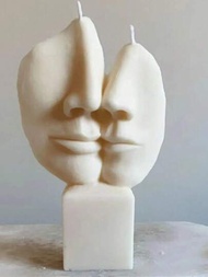 手工製作的石製人臉蠟燭模具,抽象雕塑身體現代接吻情侶模具,vagan的3d人臉樹脂工具,石製人臉蠟燭模具,抽象大型接吻人臉蠟燭鑄造矽膠模具