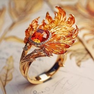 Fire Phoenix Wing Ring Light Luxury High-value Temperament Phoenix Wing Ring All-match Tail Ring2604