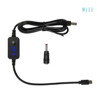 Will Digital Display USB C to 5525 Power Cable Cord Adjustable 5V 9V 12V 15V 20V Power Cable with 3 