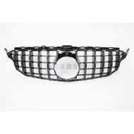 ADT.車燈.車材 賓士BENZ W205 C系列 全亮黑直瀑式GT水箱護罩 C180 C200 C250 C300改裝 1個 有環景鏡頭