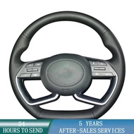 Customized Car Steering Wheel Cover Hand Sewing Non-Slip Leather Car Accessories For Hyundai Elantra