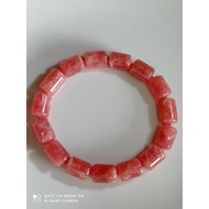 #B595-2 100% Natural Rhodochrosite Bracelet H12mm x L8.6mm x W8.6