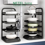 ♞NETEL Pot Rack Kitchen Adjustable Pans Organizer Multi-layer countertop corner put under the sink