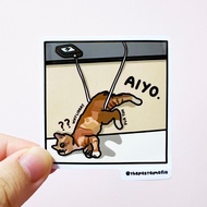(SG) "aiyo" singlish cat meme waterproof vinyl sticker (1 Piece)