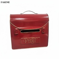 FAKEME Vintage Wall Mount Mailbox Weather Resistant Red Metal Post Box Lockable Vintage Wall Mailbox