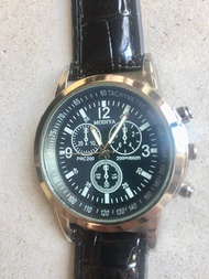 全新 MODIYA 34 mm 不銹鋼 真皮帶 手錶  stainless steel genuine real leather strip watch