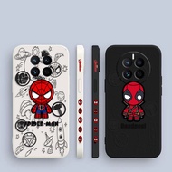 Spiderman Deadpool Marvel Hero Side Printed Liquid Silicon Phone Case For HUAWEI Mate 40 30 20 10 P50 P40 P30 P20 P10 Nova 3E 4E Pro Plus Lite 2018 5G