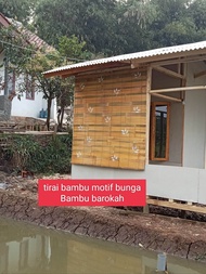 Tirai bambu murah motif bunga ukuran 2x2 /tirai bambu gulung tampias air hujan/kere bambu/wide murah