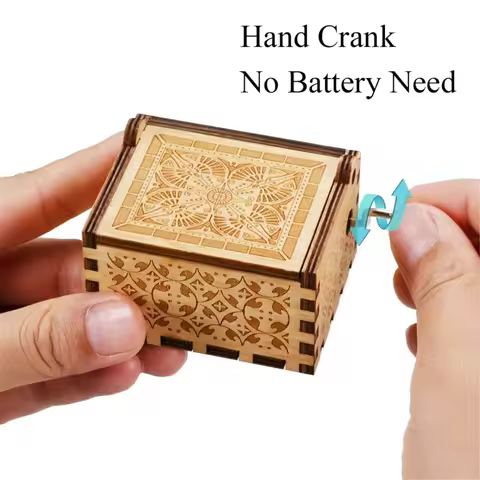 1PCS Wooden Music Box Personalized Music Box Hand-Cranked Antique Music Box Gifts For Wife Home Deco