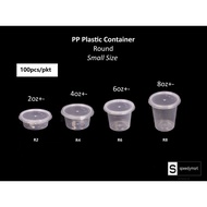 Bekas Plastik 100pcs 2oz 4oz 6oz 8oz - Small Size Round Container with Cover /Microwaveable / Plasti
