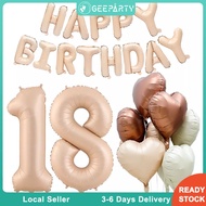 GeeParty 10pcs Caramel Number Balloon Set Happy Birthday Balloon Banner Birthday Party Decorations