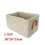 Hand-woven Storage Basket Household Laundry Wicker Baskets with Handles Clothes Container Home Decor