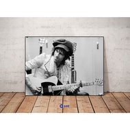 Vintage Poster Keith Richards Black and White with Guitar Ready To Install