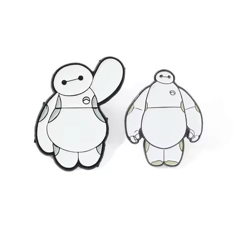 2 Pcs Big Hero 6 Cartoon Brooch Cute Robot Baymax Enamel Pin Backpack Clothing Jewelry Metal Badge A