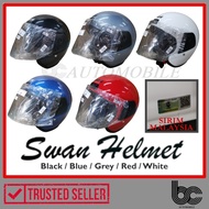 SWAN HELMET WITH VISOR / TOPI KALEDAR WISOR SWAN S2 / OPEN FACE MOTORCYCLE HELMET / SIRIM MALAYSIA