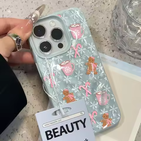 Snowflake Biscuit Man Holiday Gift Phone Case for iPhone 17Air 17 16 15 14 13 Pro Max 15 Plus 11 12 