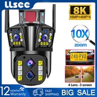 LLSEE empat lensa 4K cctv sambungan tanpa wayar telefon kamera wifi luaran 360 wireless 8MP camera home cctv