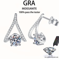 【 GRA Certificate Attached 】 2ct Moissanite Earrings, s925 Pure Silver Plated Platinum Fashion Full 