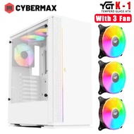 YGT K1 ATX Gaming PC Case With 3 RGB Fans Tempered Glass White Desktop Computer Case