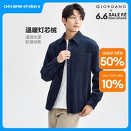 GIORDANO Men 100% Cotton Corduroy Shirt Single Pocket Long Sleeve Loose Design Casual Fashion Shirt 