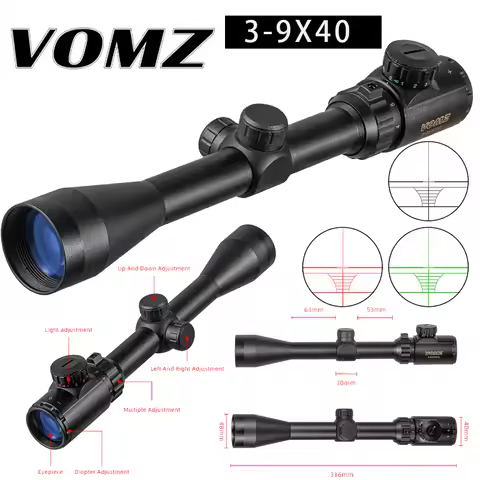 3-9x40 EG Red/green Illuminated Hunting Scope Riflescope Gold Optic Sight Sniper Deer Riflescope Sco