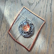 【曲水辰手創】錦鯉膠花水晶純銀吊墜