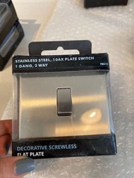 BG British General brushed steel 2 way switch (fbs12) 電掣面