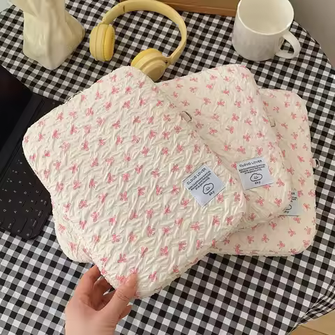 Cute Sweet Bow Print Student Laptop Bag 11/13 /15 Inch Computer Bag Protection Case Laptop Sleeve Co