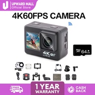 [FREE 64GB] AUSEK Dual Screen Action Camera 4K 60FPS 20MP 2.0 Touch LCD EIS Remote Control WiFi Wate