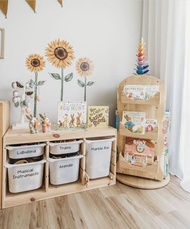 Giá Sách Cho Bé Kệ Sách Cho Bé Uydecor Kệ Xoay 360 Độ Gỗ Tự Nhiên Cao Cấp Loại 1 D60 x R60 x C105 cm