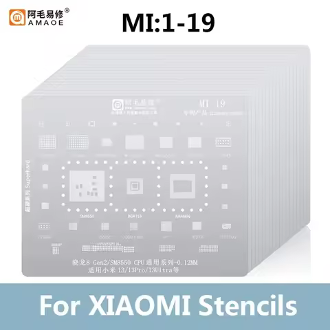 Amaoe MI 1-19 BGA Reballing Solder Stencil Plant Tin Net for Xiaomi 13 12/11/10 ultra Redmi K20 K30/