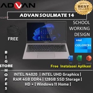 Laptop ADVAN Soulmate Intel Celeron N4020 4GB/8GB 128GB 14"