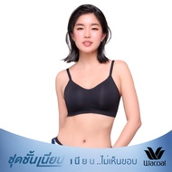Wacoal Mood ชุดชั้นเนียน บราไร้โครง Smart Size เสริมฟองน้ำ รุ่น MM1F06 สีดำ (BL)