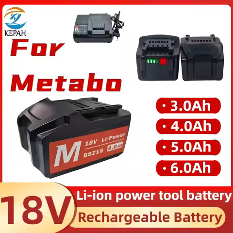 New 18V 3.0Ah-9.0Ah Battery for Metabo Cordless Power Tool BSZ18 625591000 BS18 Li-Ion Rechargeable 