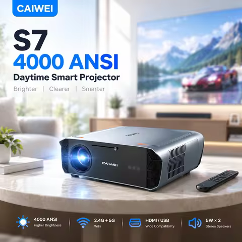 4000ANSI 4K S7 Daytime Projector Ultra HDMI USB Google TV 2.4+5G Wifi Auto Focus Beamer Smart Video 