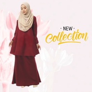 baju kurung Koleksi Baru Baju Kurung Moden Muslimah Plain Aneka Warna Hingga 5XL Plus Size-Kain Lembut Sejuk Selesa Sena