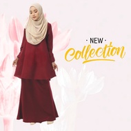 baju kurung Koleksi Baru Baju Kurung Moden Muslimah Plain Aneka Warna Hingga 5XL Plus Size-Kain Lemb