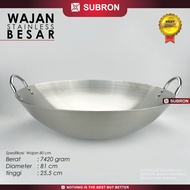 SUBRON Wajan Besar Stainless 70cm 75cm 80cm Kuali Wok Tebal Penggorengan Masak Goreng Sayur