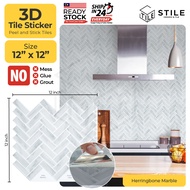 Herringbone Marble 3D Tiles Sticker Kitchen Bathroom Wall Tiles Sticker Self Adhesive Backsplash Clever Mosaic 12x12inch Mosaic Self Adhesive Wallpaper Sticker PVC 3D Waterproof Oilproof Ceramic Tiles Stickers DIY Home Decor Kitchen Bathroom Toilet