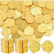 Hanaive 200 Pcs Metal Pirate Coins Set Gold Coins Treasure Chest Spanish Doubloon Fake Tokens for Bo