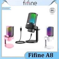 Fifine A8 USB microphone with sound card cool dynamic RGB light effect one-click mute with microphone mobile phone computer game dubbing recording live microphone