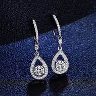 3-year warranty Women's PT950 Platinum Earrings - 0.5 Carat Moissanite, Tassel Drop Pear Shape Studs