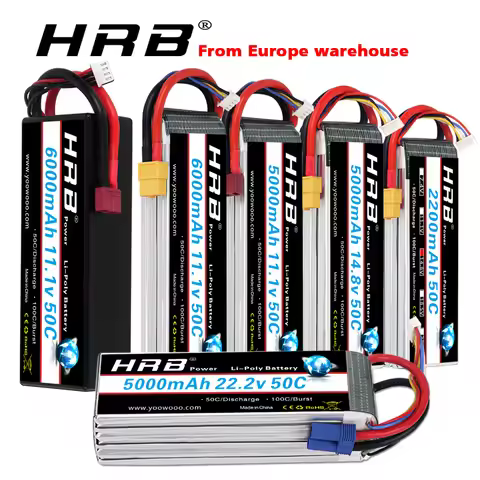HRB Lipo Battery 3S 4S 6S 5000mah 6000mah 3300mah 2200mah 11.1v 50C lipo with XT60 deans plug for RC
